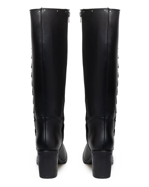 Bota Negra Campera Tiras Cruzadas 3084